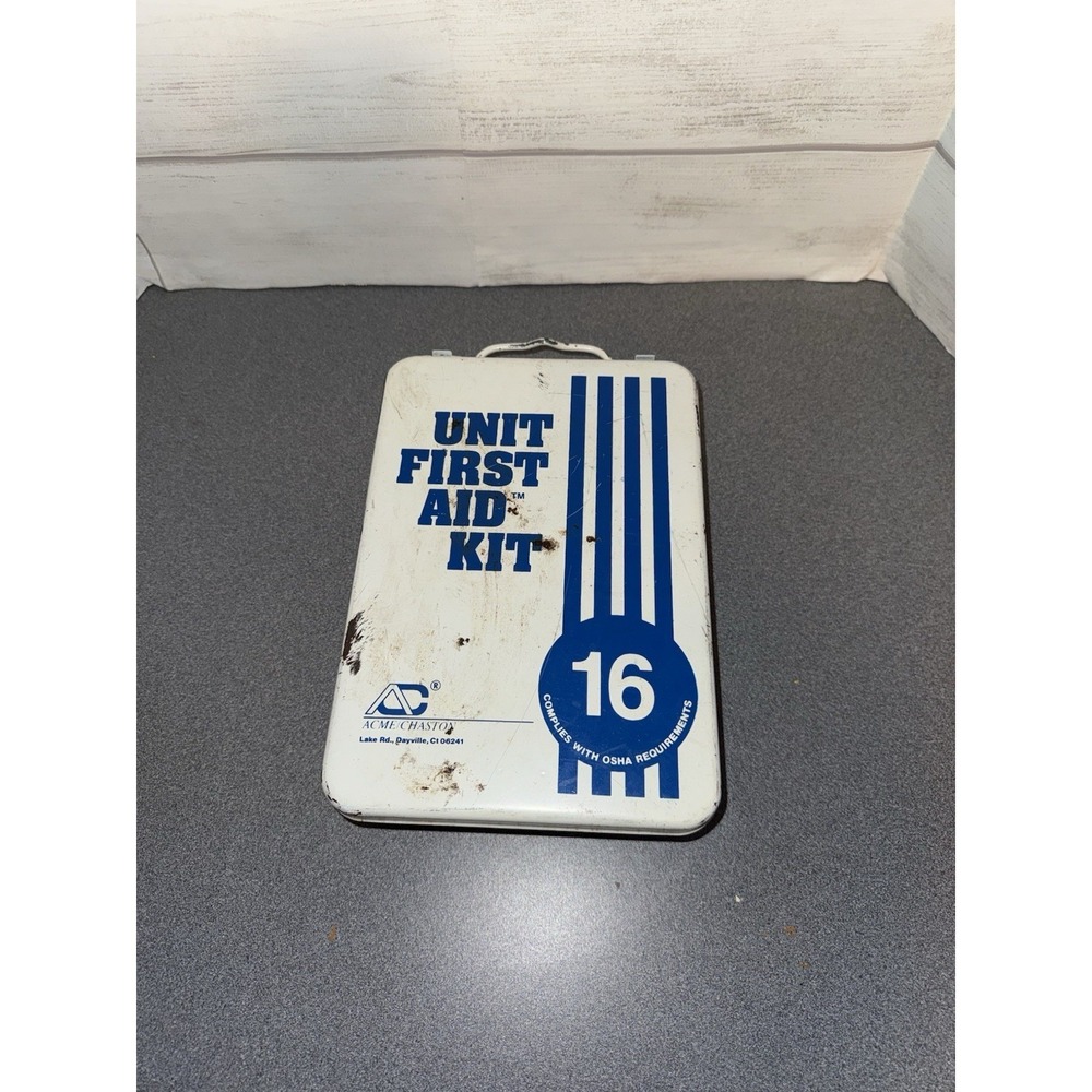 Vintage Unit First Aid Kit , Acme , Metal Box , USA